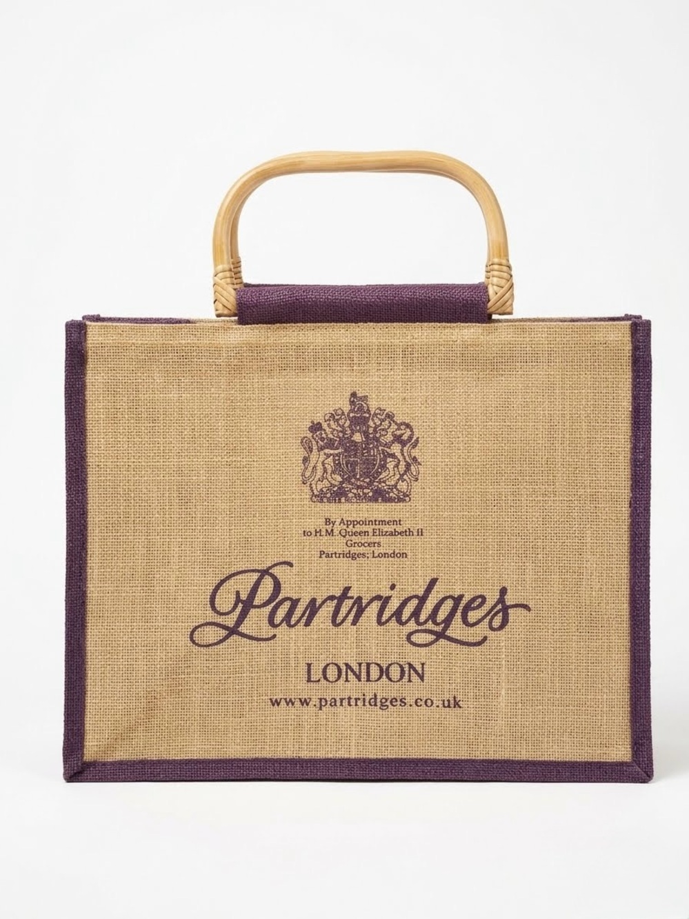 Partridges London Queen Elizabeth II Legacy Royal Warrant Chelsea Jute Tote Bag